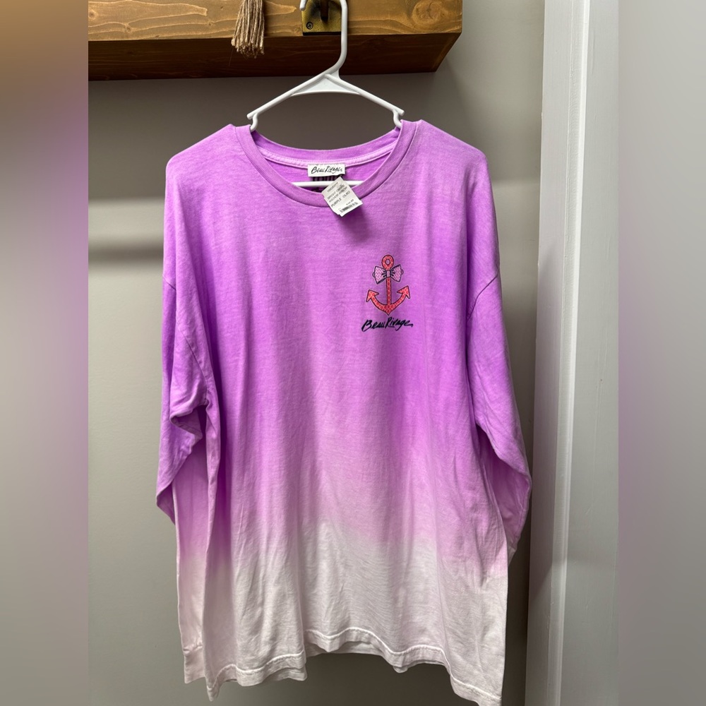 NWTO purple/white ombré long sleeve beau rivage XL biloxi shirt